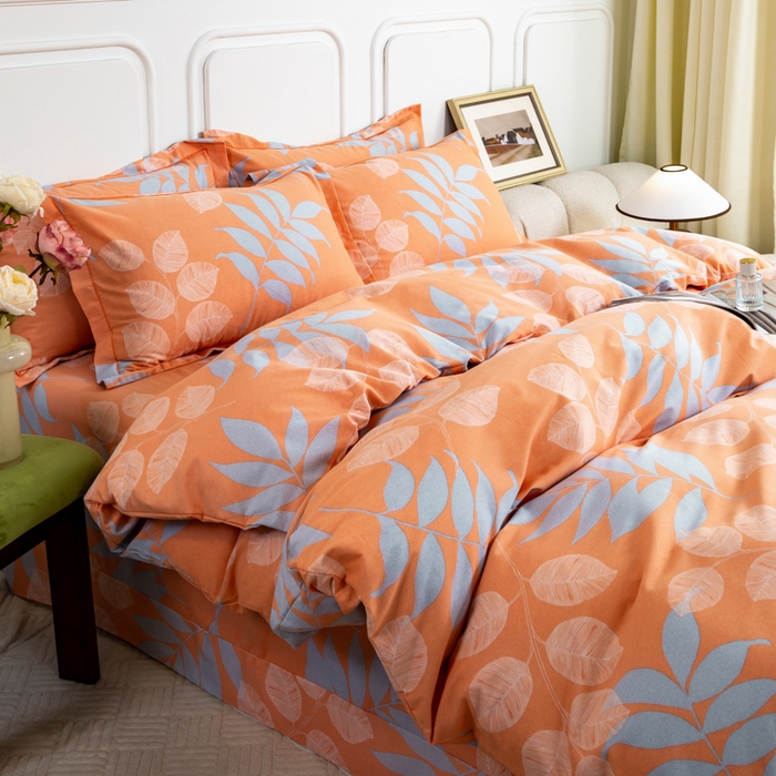 91家纺网 家纺一手货源 找家纺 威布斯家居 2025年9月更新全棉磨毛四件套 D花开曼舞-桔