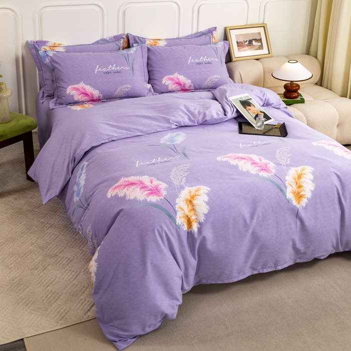 91家纺网 家纺一手货源 找家纺 威布斯家居 2025年9月更新全棉磨毛四件套 D绒绒随风-紫