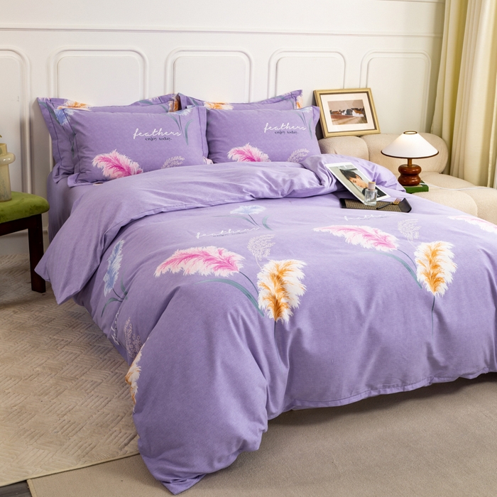 91家纺网 家纺一手货源 找家纺 威布斯家居 2025年9月更新全棉磨毛四件套 D绒绒随风-紫