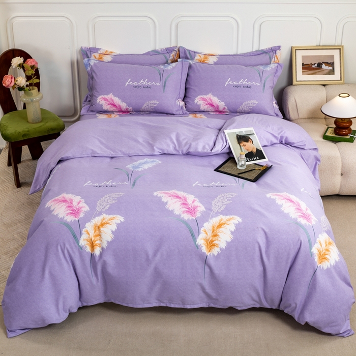 91家纺网 家纺一手货源 找家纺 威布斯家居 2025年9月更新全棉磨毛四件套 D绒绒随风-紫