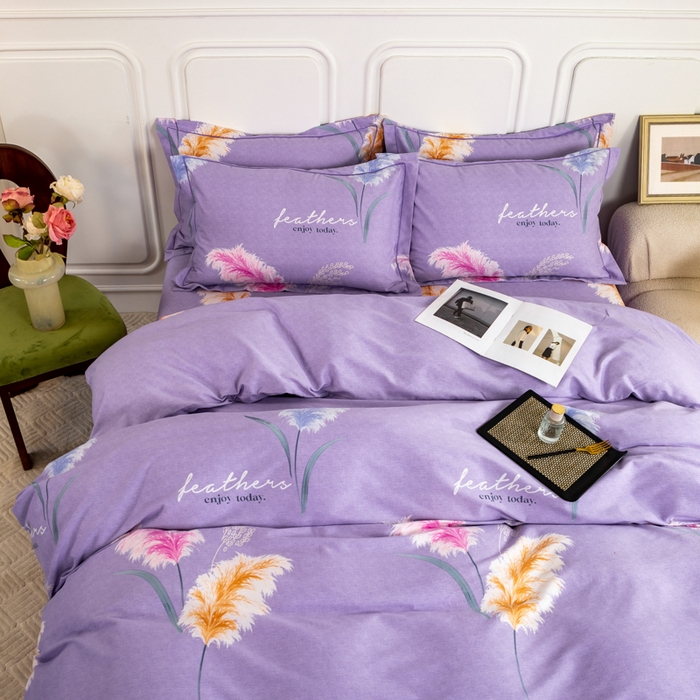 91家纺网 家纺一手货源 找家纺 威布斯家居 2025年9月更新全棉磨毛四件套 D绒绒随风-紫