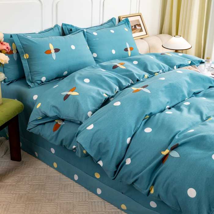 91家纺网 家纺一手货源 找家纺 威布斯家居 2025年9月更新全棉磨毛四件套 D釉彩清韵-兰