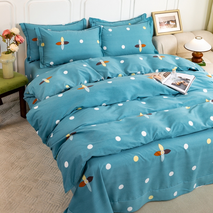 91家纺网 家纺一手货源 找家纺 威布斯家居 2025年9月更新全棉磨毛四件套 D釉彩清韵-兰