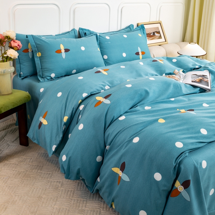 91家纺网 家纺一手货源 找家纺 威布斯家居 2025年9月更新全棉磨毛四件套 D釉彩清韵-兰