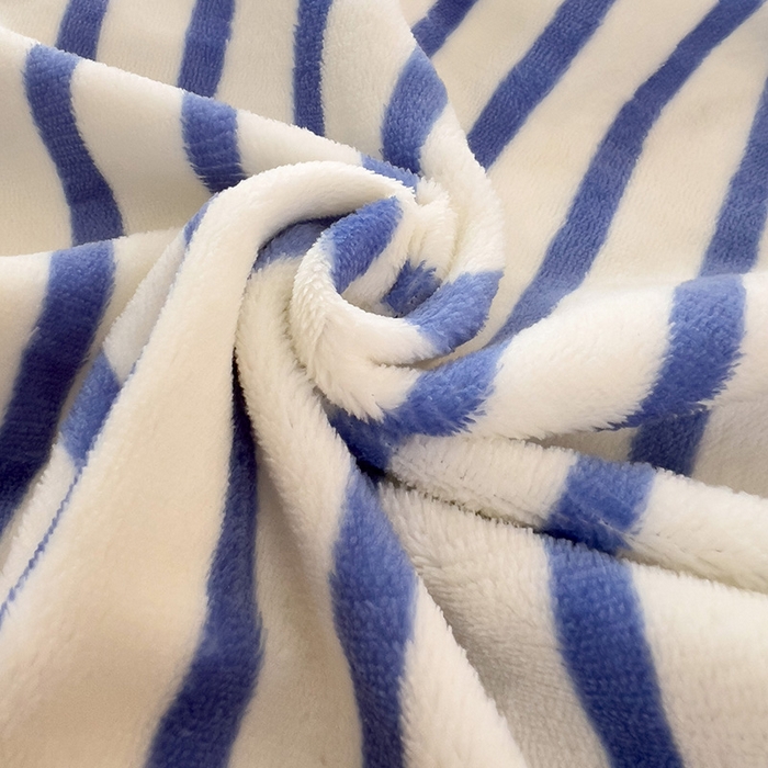 91家纺网 家纺一手货源 找家纺 芷凡家纺 2025新款A类牛奶绒纯色条纹格子床单 牛奶绒床单-蓝条