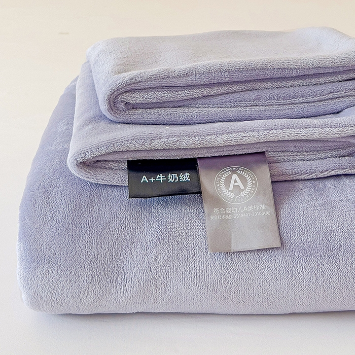 芷凡家纺 2025新款A类牛奶绒纯色条纹格子床单 牛奶绒床单-奶紫
