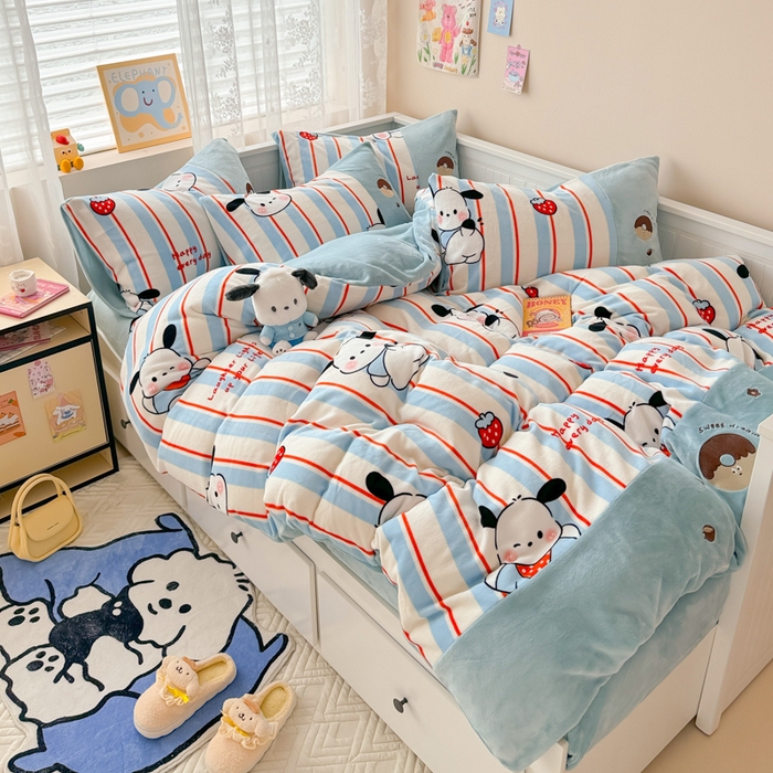 91家纺网 家纺一手货源 找家纺 （总）懒猫家纺 2025新款牛奶绒印花刺绣四件套