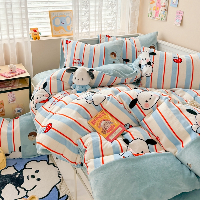 91家纺网 家纺一手货源 找家纺 （总）懒猫家纺 2025新款牛奶绒印花刺绣四件套