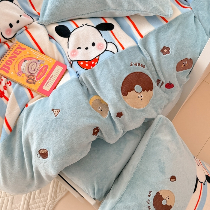 91家纺网 家纺一手货源 找家纺 （总）懒猫家纺 2025新款牛奶绒印花刺绣四件套