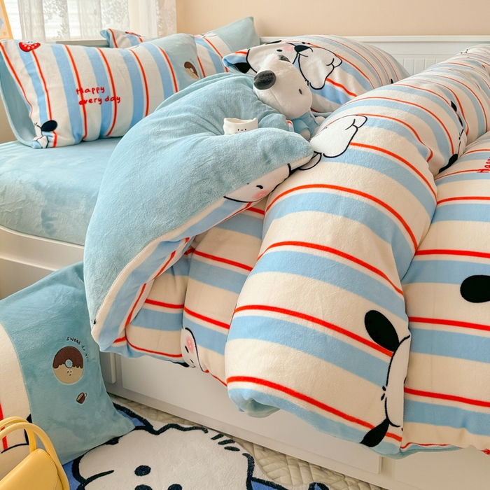 91家纺网 家纺一手货源 找家纺 （总）懒猫家纺 2025新款牛奶绒印花刺绣四件套