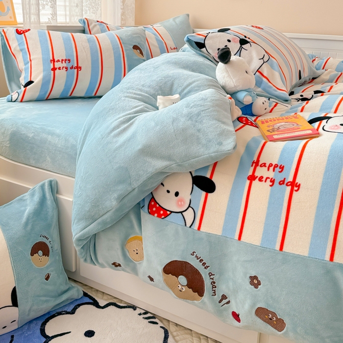 91家纺网 家纺一手货源 找家纺 （总）懒猫家纺 2025新款牛奶绒印花刺绣四件套