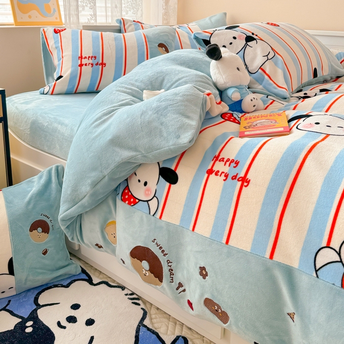 91家纺网 家纺一手货源 找家纺 （总）懒猫家纺 2025新款牛奶绒印花刺绣四件套