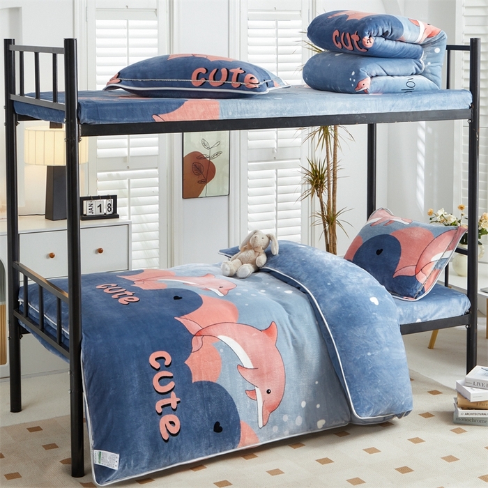 91家纺网 家纺一手货源 找家纺 （总）雨洋家纺 2025新款学生季加厚保暖牛奶绒金貂绒婴儿宝宝学生三件套 