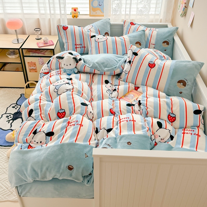 91家纺网 家纺一手货源 找家纺 （总）懒猫家纺 2025新款牛奶绒印花刺绣四件套