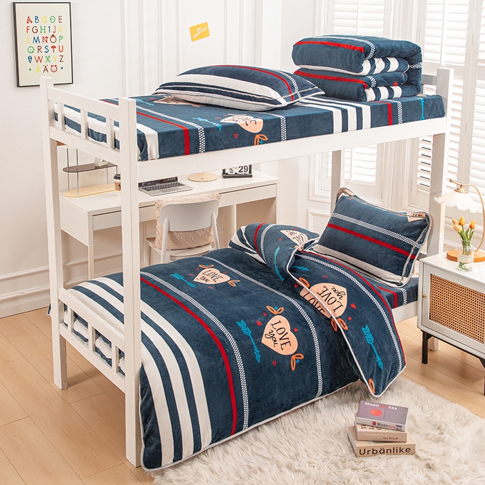 91家纺网 家纺一手货源 找家纺 （总）雨洋家纺 2025新款学生季加厚保暖牛奶绒金貂绒婴儿宝宝学生三件套 