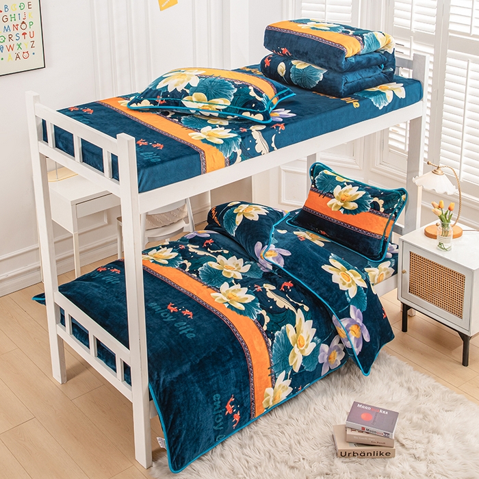 91家纺网 家纺一手货源 找家纺 （总）雨洋家纺 2025新款学生季加厚保暖牛奶绒金貂绒婴儿宝宝学生三件套 