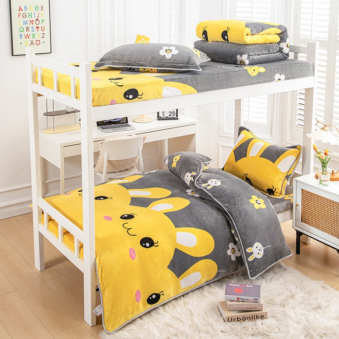 91家纺网 家纺一手货源 找家纺 （总）雨洋家纺 2025新款学生季加厚保暖牛奶绒金貂绒婴儿宝宝学生三件套 