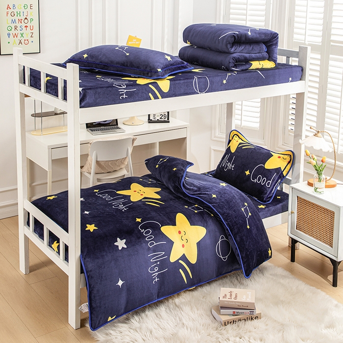 91家纺网 家纺一手货源 找家纺 （总）雨洋家纺 2025新款学生季加厚保暖牛奶绒金貂绒婴儿宝宝学生三件套 