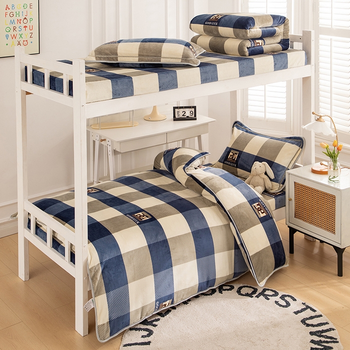 91家纺网 家纺一手货源 找家纺 （总）雨洋家纺 2025新款学生季加厚保暖牛奶绒金貂绒婴儿宝宝学生三件套 