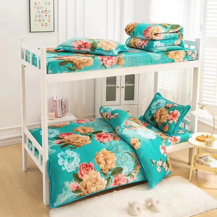 91家纺网 家纺一手货源 找家纺 （总）雨洋家纺 2025新款学生季加厚保暖牛奶绒金貂绒婴儿宝宝学生三件套 