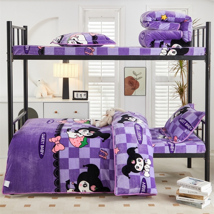 91家纺网 家纺一手货源 找家纺 （总）雨洋家纺 2025新款学生季加厚保暖牛奶绒金貂绒婴儿宝宝学生三件套 