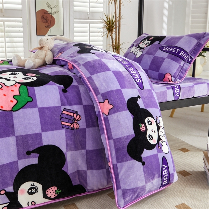 91家纺网 家纺一手货源 找家纺 （总）雨洋家纺 2025新款学生季加厚保暖牛奶绒金貂绒婴儿宝宝学生三件套 