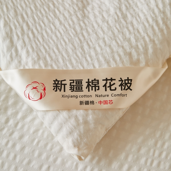 91家纺网 家纺一手货源 找家纺 大彩家居 2025新款A类亲肤泡泡纱棉花被被子被芯 白色