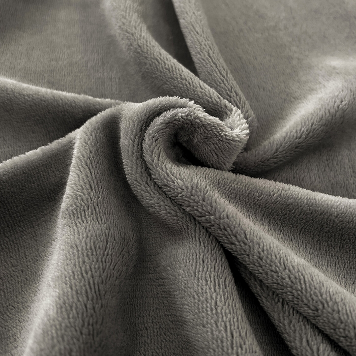 91家纺网 家纺一手货源 找家纺 芷凡家纺 2025新款A类牛奶绒纯色条纹格子床单 牛奶绒床单-中灰