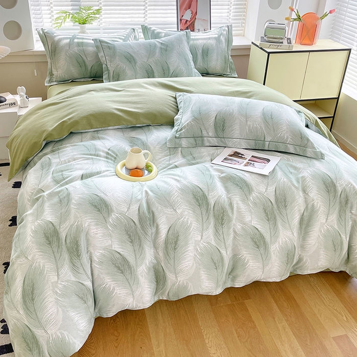 91家纺网 家纺一手货源 找家纺 威布斯家居 2025年9月更新全棉磨毛四件套 闪耀 绿