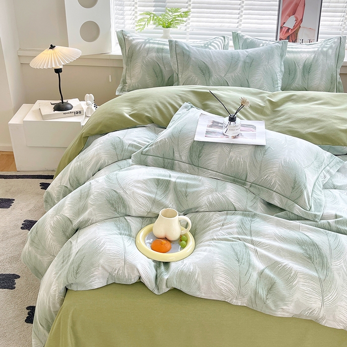 91家纺网 家纺一手货源 找家纺 威布斯家居 2025年9月更新全棉磨毛四件套 闪耀 绿