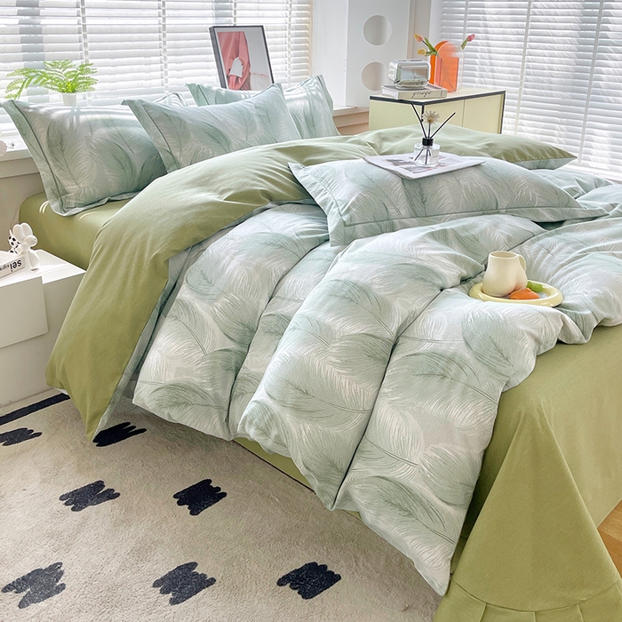 91家纺网 家纺一手货源 找家纺 威布斯家居 2025年9月更新全棉磨毛四件套 闪耀 绿