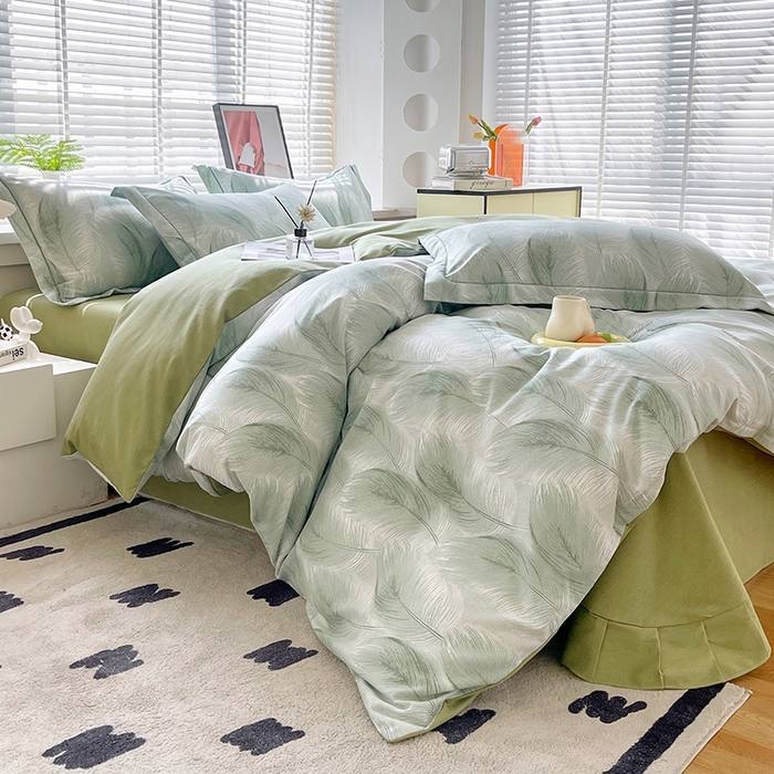 91家纺网 家纺一手货源 找家纺 威布斯家居 2025年9月更新全棉磨毛四件套 闪耀 绿