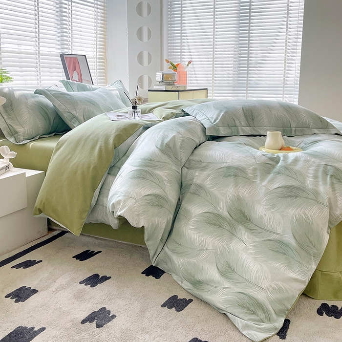 91家纺网 家纺一手货源 找家纺 威布斯家居 2025年9月更新全棉磨毛四件套 闪耀 绿