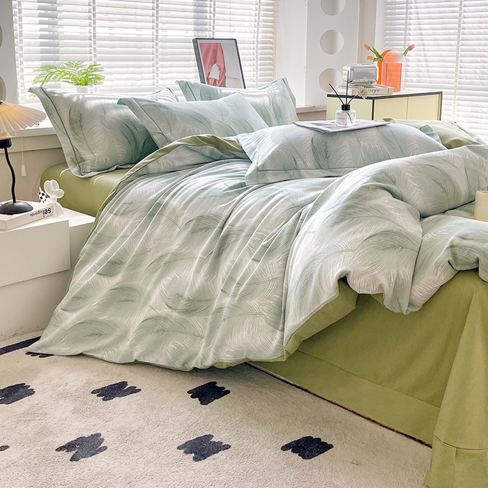 91家纺网 家纺一手货源 找家纺 威布斯家居 2025年9月更新全棉磨毛四件套 闪耀 绿