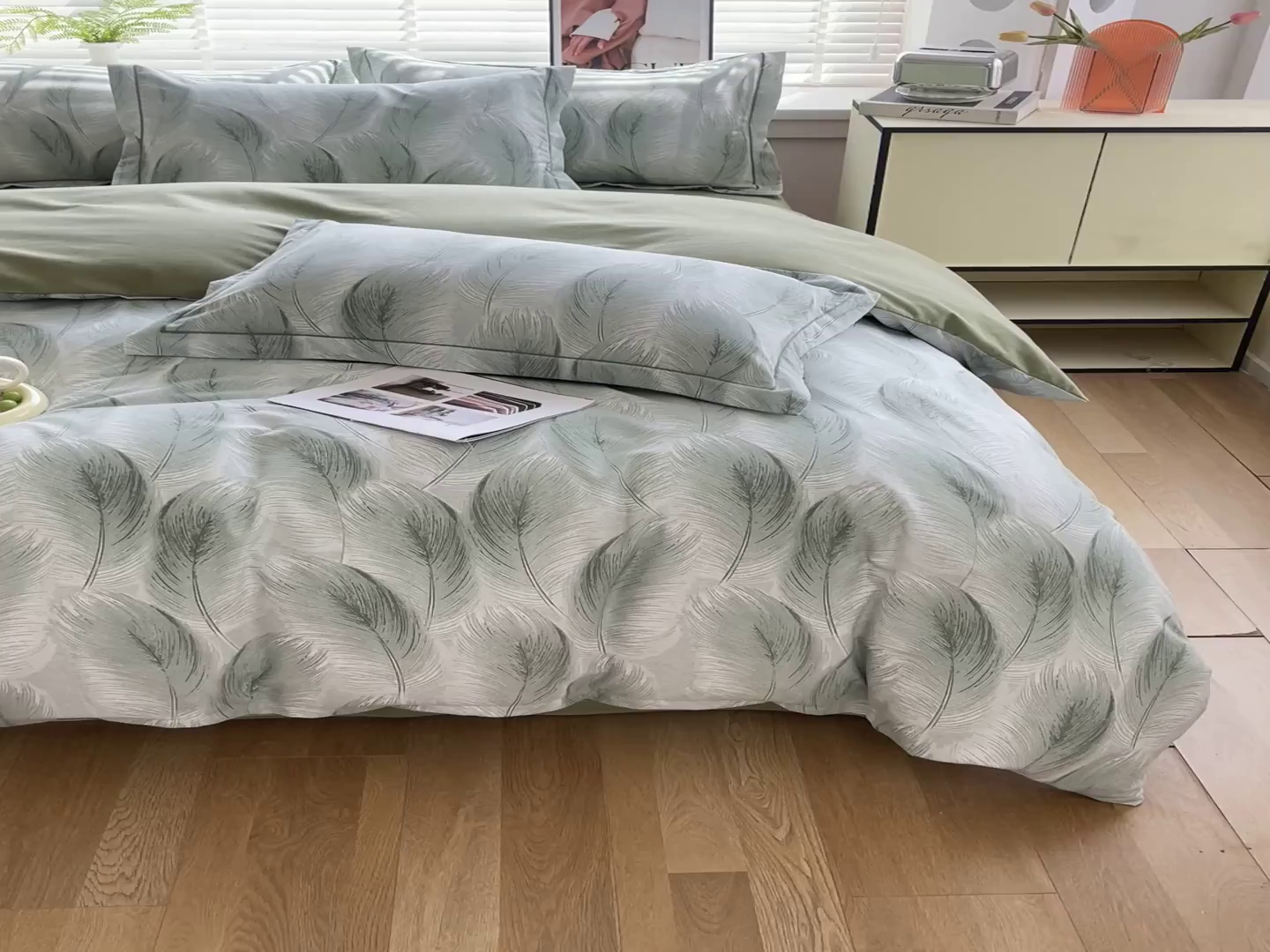 91家纺网 家纺一手货源 找家纺 威布斯家居 2025年9月更新全棉磨毛四件套 闪耀 绿