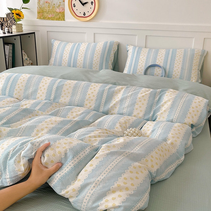 91家纺网 家纺一手货源 找家纺 （总）王朝国际 2025新款爆款云感亚麻有氧双层纱皱皱双层纱四件套