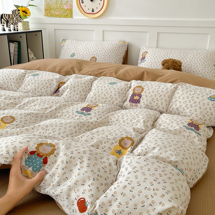 91家纺网 家纺一手货源 找家纺 （总）王朝国际 2025新款爆款云感亚麻有氧双层纱皱皱双层纱四件套