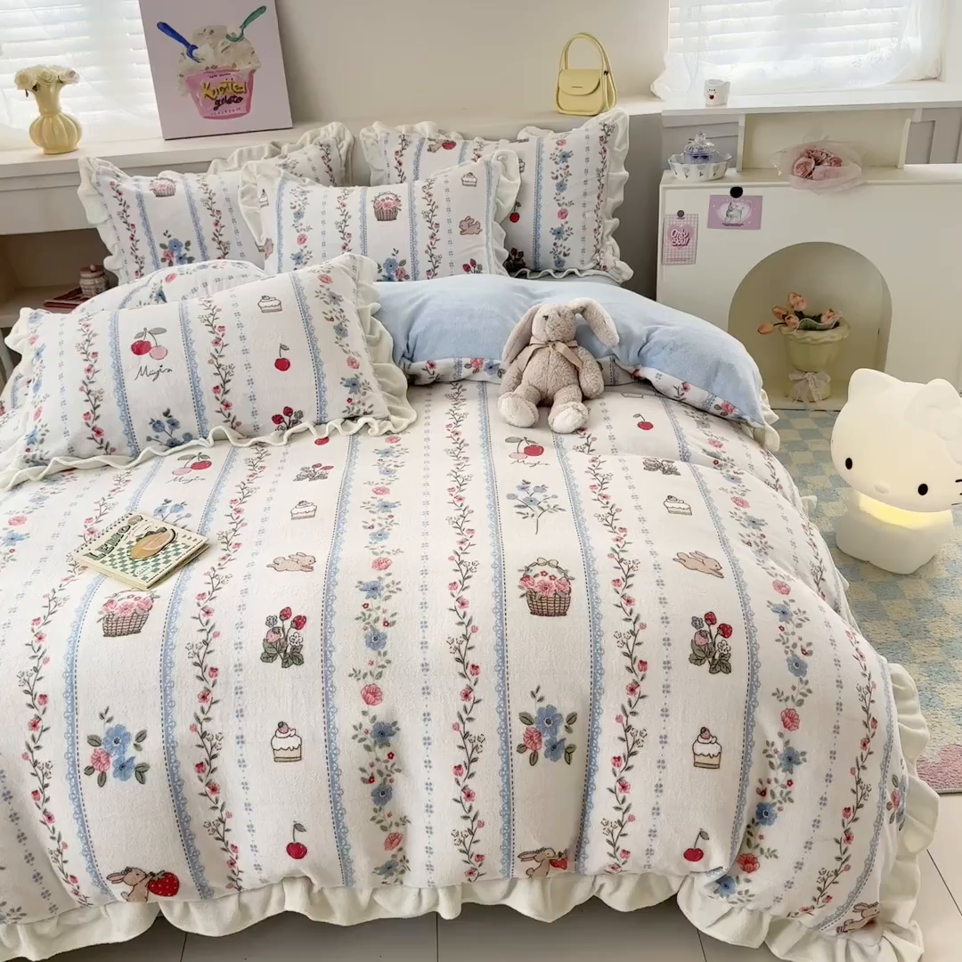 91家纺网 家纺一手货源 找家纺 （总）懒猫家纺 2025新款韩版牛奶绒四件套