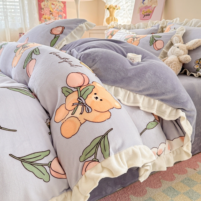 91家纺网 家纺一手货源 找家纺 （总）懒猫家纺 2025新款韩版牛奶绒四件套