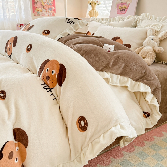 91家纺网 家纺一手货源 找家纺 （总）懒猫家纺 2025新款韩版牛奶绒四件套