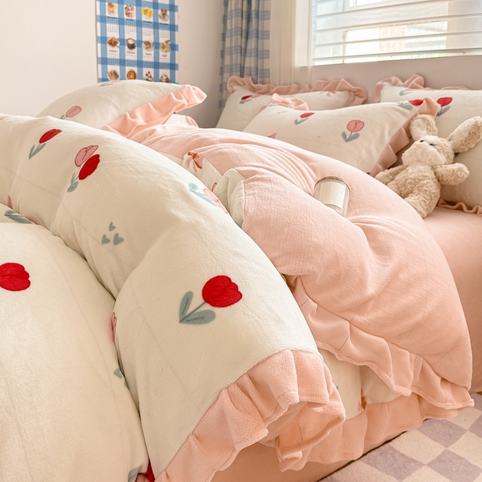 91家纺网 家纺一手货源 找家纺 （总）懒猫家纺 2025新款韩版牛奶绒四件套