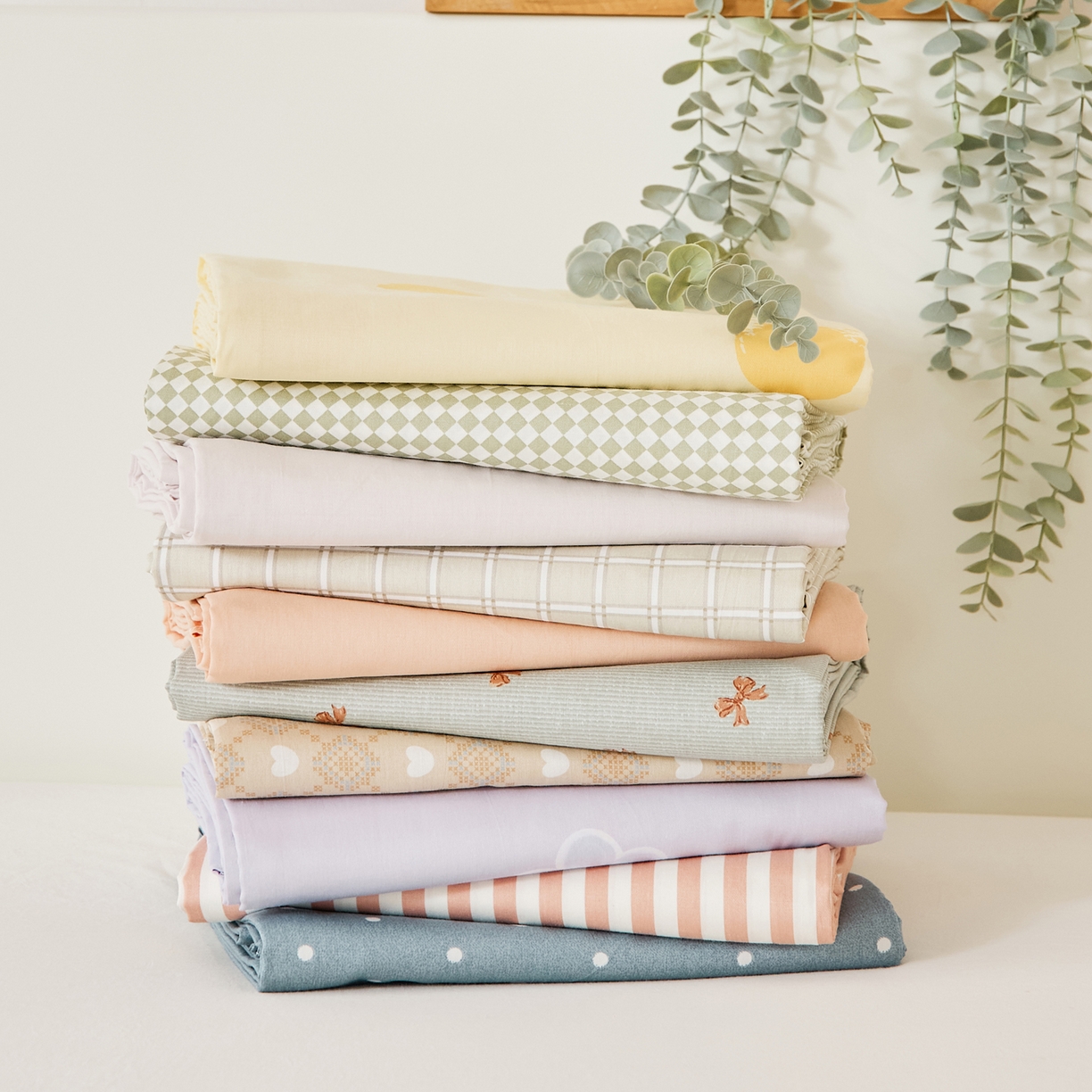 EH家居 2025新款全棉小清新印花单床单-织光系列 组合图仅供展示