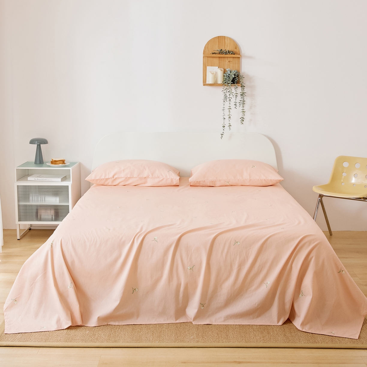 EH家居 2025新款全棉小清新印花单床单-织光系列 粉玉兰