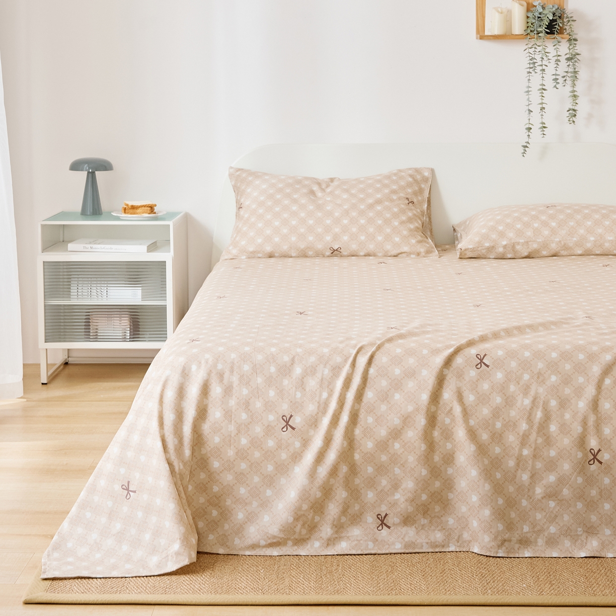 91家纺网 家纺一手货源 找家纺 EH家居 2025新款全棉小清新印花单床单-织光系列 甜心结