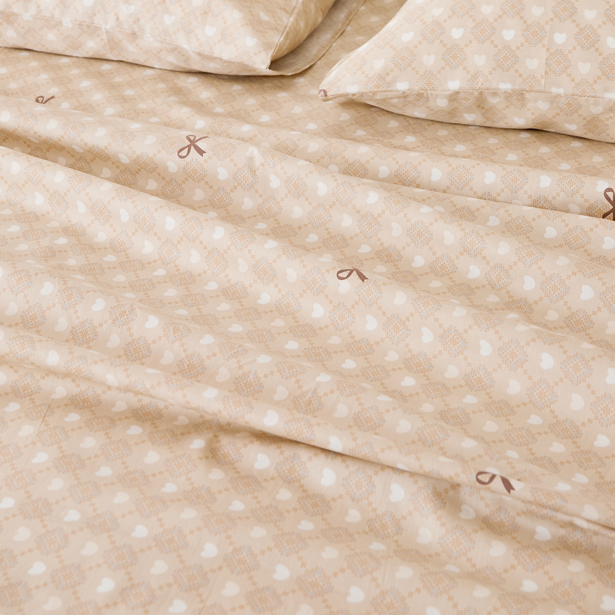 91家纺网 家纺一手货源 找家纺 EH家居 2025新款全棉小清新印花单床单-织光系列 甜心结