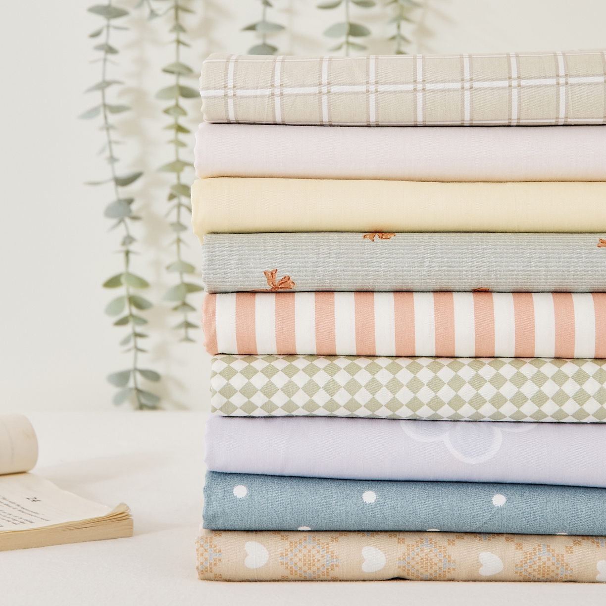 91家纺网 家纺一手货源 找家纺 EH家居 2025新款全棉小清新印花单床单-织光系列 组合图仅供展示