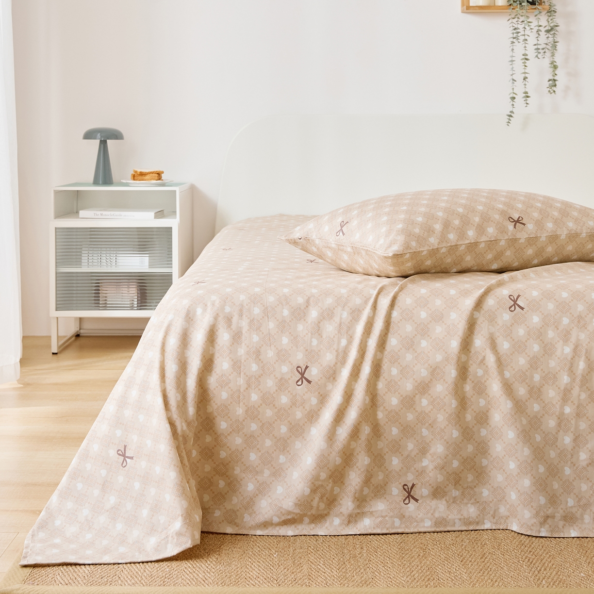 91家纺网 家纺一手货源 找家纺 EH家居 2025新款全棉小清新印花单床单-织光系列 甜心结