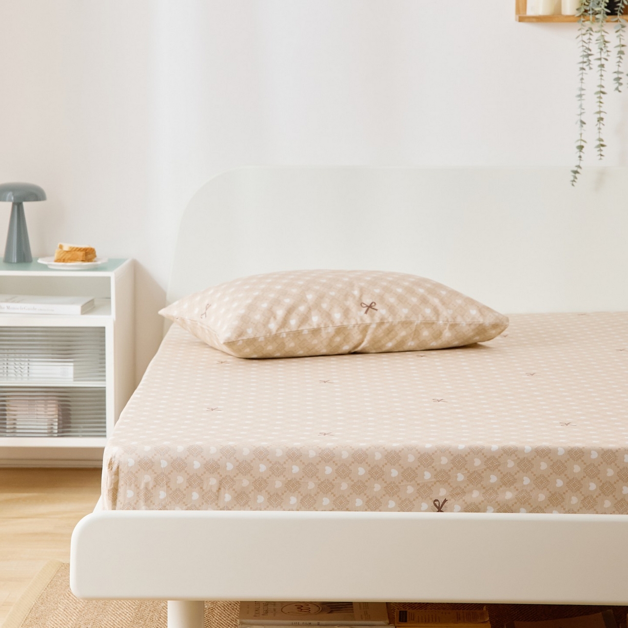 91家纺网 家纺一手货源 找家纺 EH家居 2025新款全棉小清新印花单床笠-织光系列 甜心结