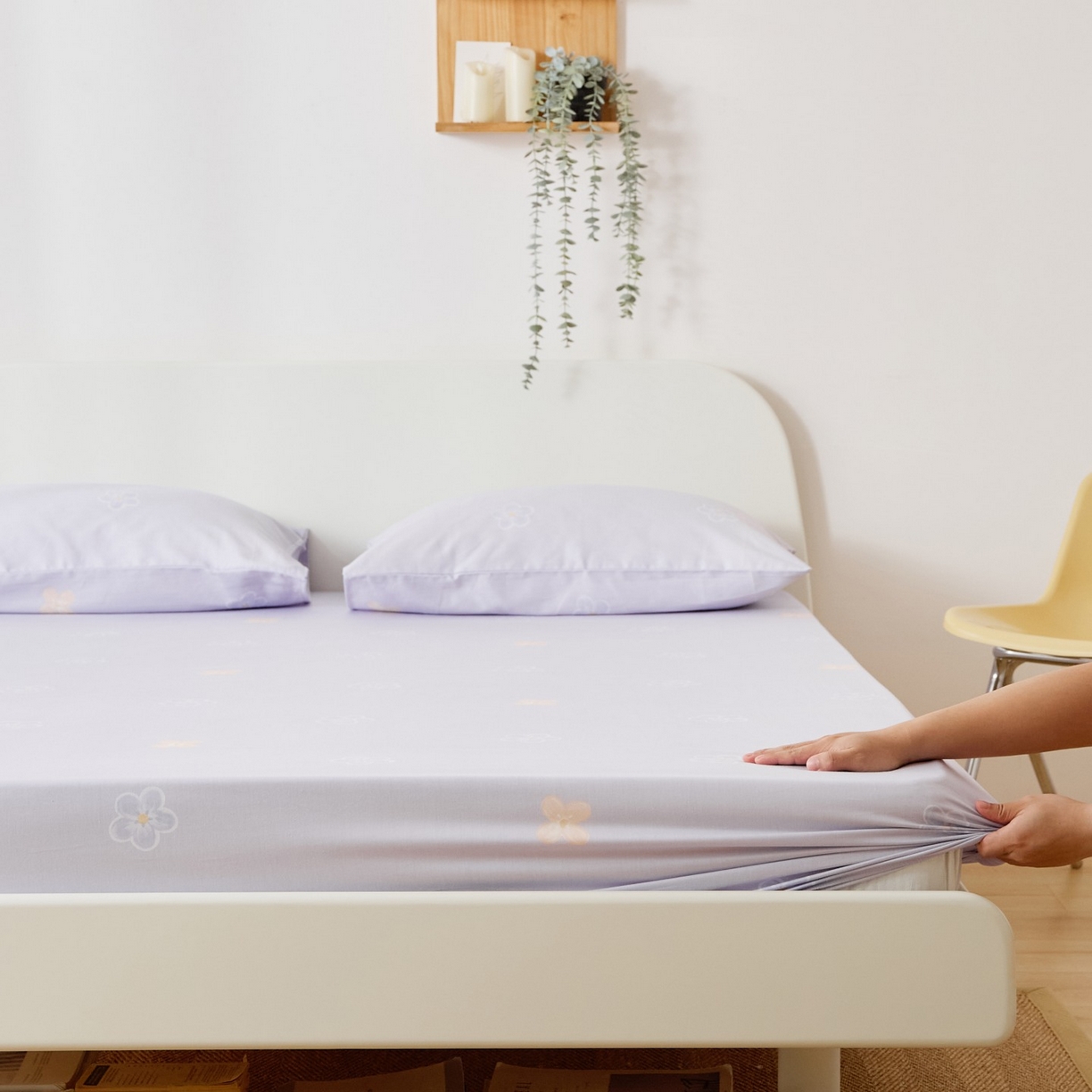 91家纺网 家纺一手货源 找家纺 EH家居 2025新款全棉小清新印花单床笠-织光系列 织梦花