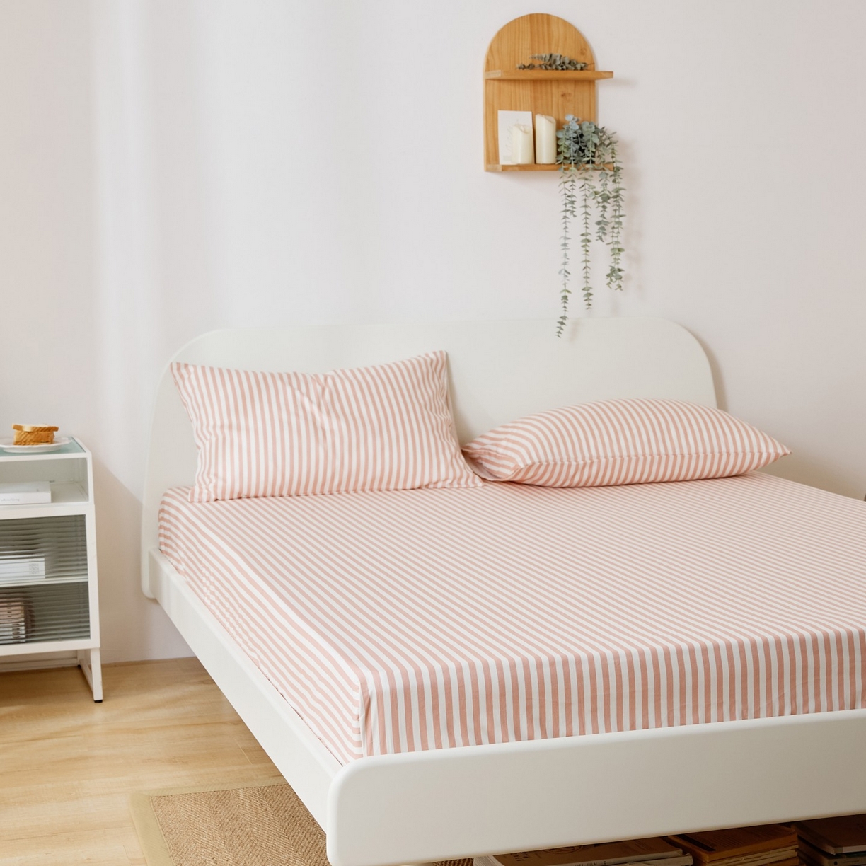 91家纺网 家纺一手货源 找家纺 EH家居 2025新款全棉小清新印花单床笠-织光系列 微糖条纹